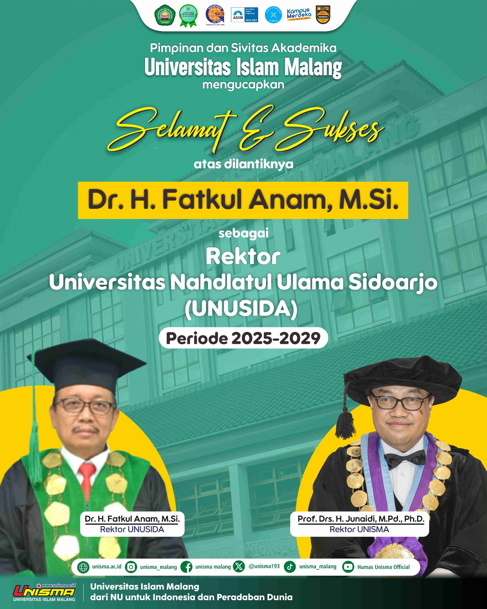 Banjir Harapan dan Dukungan, Berikut Rangkaian Ucapan Pelantikan Rektor UNUSIDA Masa Khidmat 2025–2029 11 Banjir Harapan dan Dukungan, Berikut Rangkaian Ucapan Pelantikan Rektor UNUSIDA Masa Khidmat 2025–2029 10