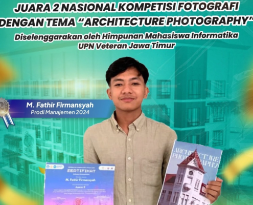 Flyer M. Fathir Firmansyah, Mahasiswa Manajemen UNUSIDA Raih Juara 2 Nasional Kompetisi Fotografi Arsitektur (Foto: Humas UNUSIDA)
