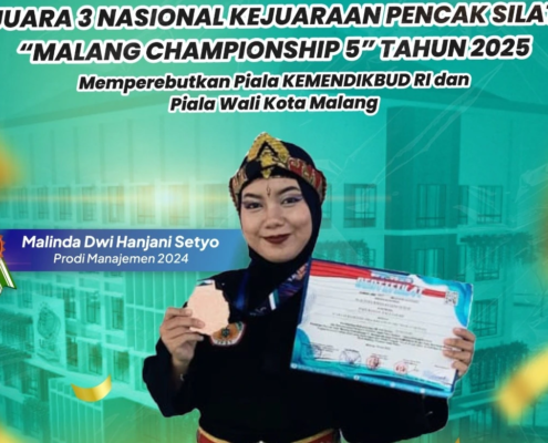 Malinda Dwi Harjani Setyo, Mahasiswi Manajemen UNUSIDA peraih Juara 3 Nasional Kejuaraan Pencak Silat “Malang Championship 5” Tahun 2025 (Foto: Istimewa)