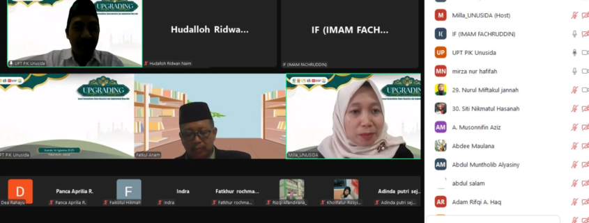 Webinar Upgrading Aswaja, Menguatkan Sanad Ulama Nusantara Menyambut HUT RI ke-80 2 Schreenshot Webinar Upgrading Aswaja yang diikuti oleh ratusan peserta (Foto: Humas UNUSIDA)
