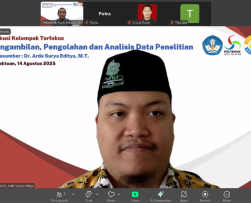 Dekan FILKOM UNUSIDA Arda Surya Editya Jadi Narasumber dalam FGD Penelitian di Politeknik Aceh Selatan, Dorong Peningkatan Riset Bidang AI (Foto: UNUSIDA/Arda)