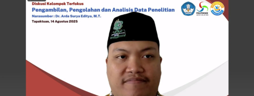 Dekan FILKOM UNUSIDA Arda Surya Editya Jadi Narasumber dalam FGD Penelitian di Politeknik Aceh Selatan, Dorong Peningkatan Riset Bidang AI (Foto: UNUSIDA/Arda)