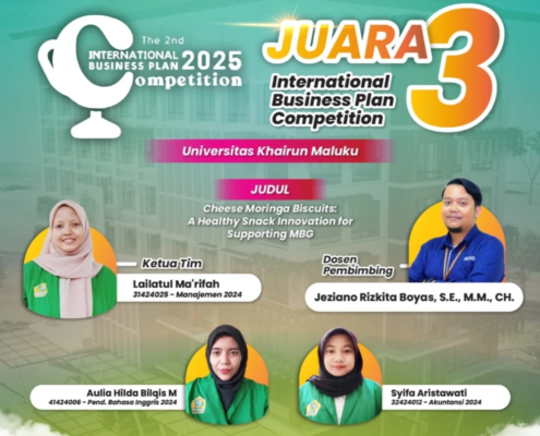 Flyer Ucapan Mahasiswa UNUSIDA Raih Juara 3 International Business Plan Competition di Universitas Khairun Maluku (Foto: Istimewa)