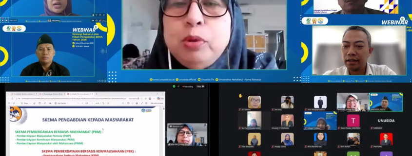 LPPM UNUSIDA dan LPT PBNU Gelar Webinar “Strategi Sukses Lolos Hibah Pengabdian BIMA 2026 (Foto: UNUSIDA TV)