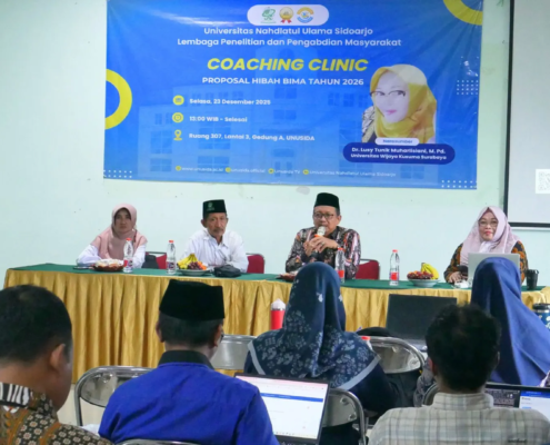 LPPM UNUSIDA Gelar Coaching Clinic Proposal Hibah BIMA Tahun 2025 Bersama Dr. Lusy Tunik Muharlisiani, M.Pd., Reviewer Jurnal Nasional (Foto: Humas UNUSIDA)