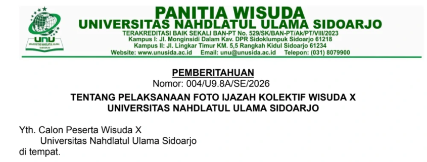 Tata Cara Pembayaran dan Informasi Foto Ijazah Kolektif - Wisuda X 1
