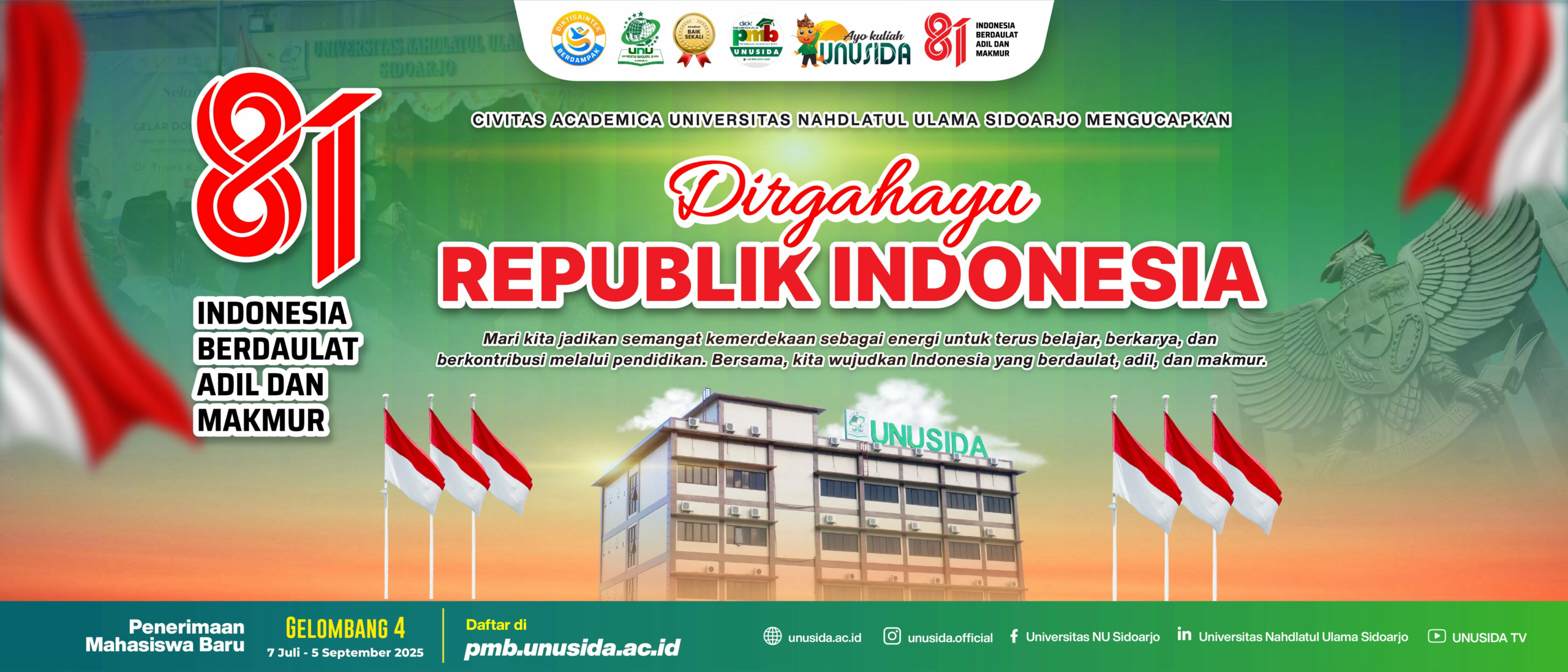 UNUSIDA - Universitas NU Sidoarjo 25 Slider HUT KE-81 RI - UNUSIDA