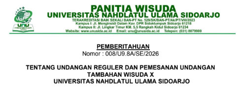 Surat Pemberitahuan Undangan Tambahan Wisuda X 3 Surat Pemberitahuan Undangan Tambahan Wisuda X 2