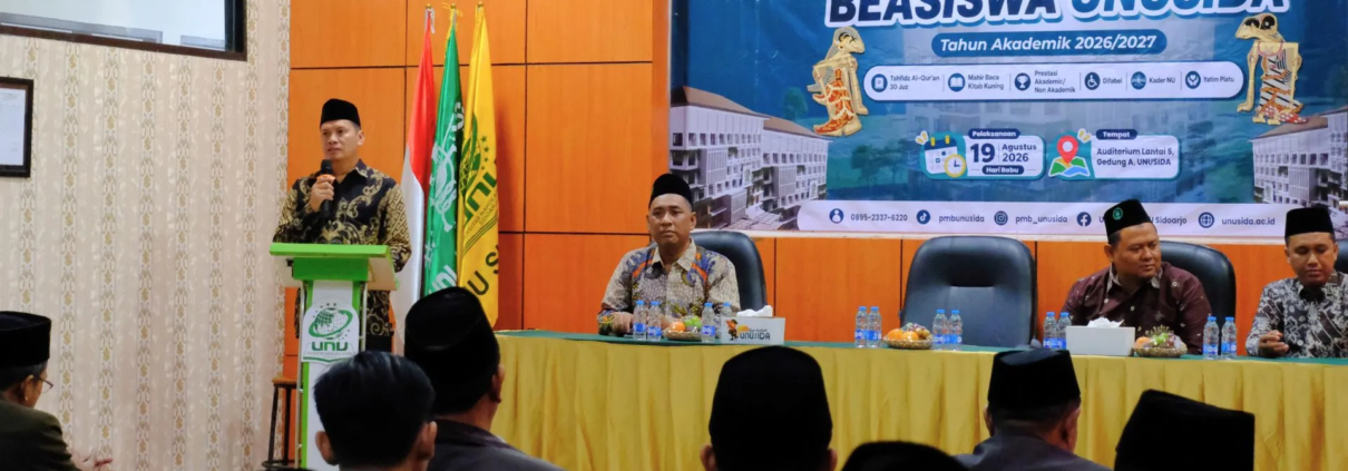Seleksi Beasiswa UNUSIDA, Plt Rektor Dorong Lahirnya Profesional Berbasis Agama 1 Plt. Rektor UNUSIDA, Dr. Hadi Ismanto, S.H.I., M.Pd., saat membuka Seleksi Beasiswa 2026 (Foto: Humas UNUSIDA)