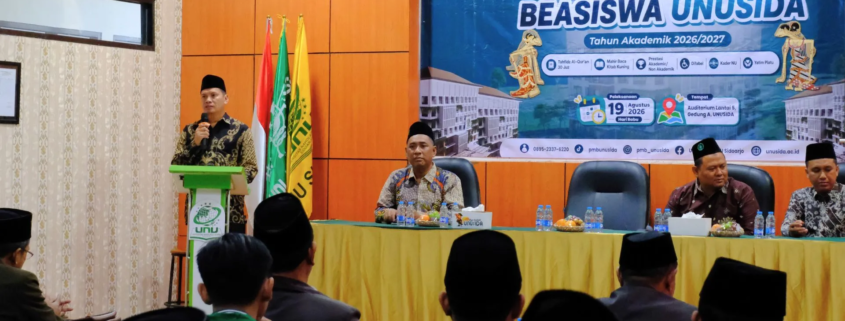 Seleksi Beasiswa UNUSIDA, Plt Rektor Dorong Lahirnya Profesional Berbasis Agama 1 Plt. Rektor UNUSIDA, Dr. Hadi Ismanto, S.H.I., M.Pd., saat membuka Seleksi Beasiswa 2026 (Foto: Humas UNUSIDA)