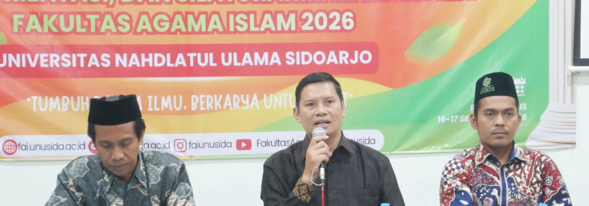 Plt Rektor Ajak Mahasiswa Baru FAI UNUSIDA Aktif Berkarya dan Bangun Narasi Positif tentang Islam 4 Plt. Rektor UNUSIDA, Dr. Hadi Ismanto saat menyampaikan sambutan dalam Pembukaan KARISMA FAI 2026 (Foto: Humas UNUSIDA)