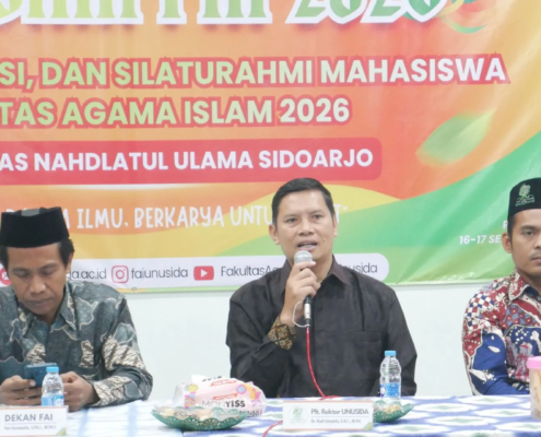 Plt Rektor Ajak Mahasiswa Baru FAI UNUSIDA Aktif Berkarya dan Bangun Narasi Positif tentang Islam 4 Plt. Rektor UNUSIDA, Dr. Hadi Ismanto saat menyampaikan sambutan dalam Pembukaan KARISMA FAI 2026 (Foto: Humas UNUSIDA)