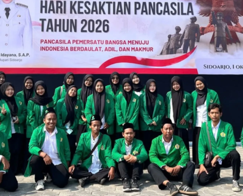 Mahasiswa UNUSIDA mengikuti upacara Hari Kesaktian Pancasila Tahun 2026 yg diselenggarakan Pemkab Sidoarjo. (Foto: Humas UNUSIDA)
