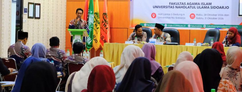 Dekan FAI UNUSIDA Saat Menyampaikan sambutan saat Pembukaan Workshop dan Pelepasan PLP dan KKN Tematik 2026. (Foto: Humas UNUSIDA)